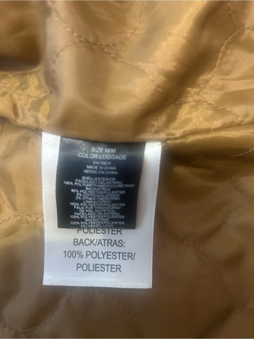 BCBG Tan Faux-Leather Moto Jacket with Cream Sherpa Collar - Picture 7 of 15